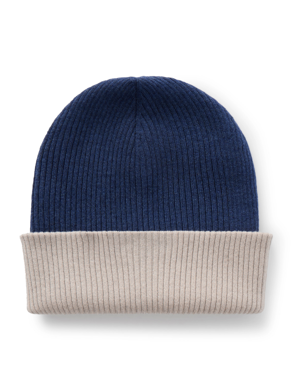 Brunello Cucinelli Reversible Ribbed Cashmere Beanie In Blue