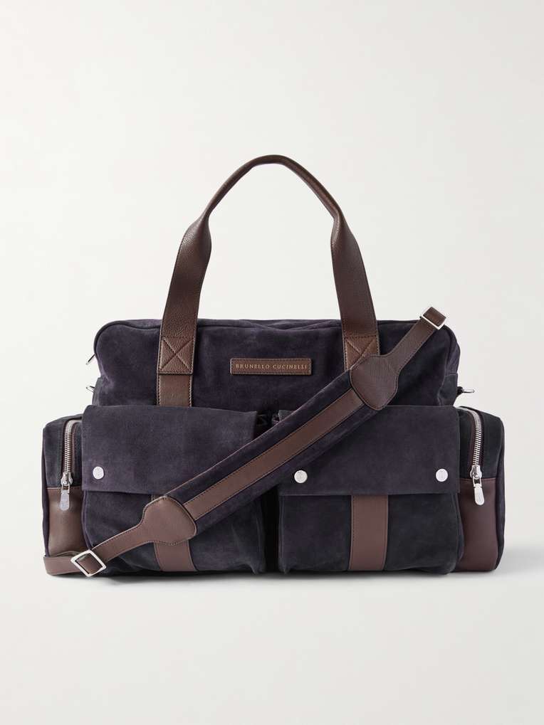 Brunello Cucinelli — Leather-Trimmed Suede Weekend Bag