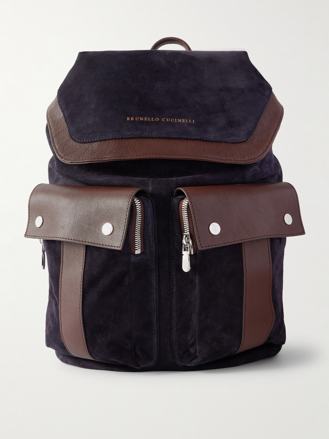Brunello Cucinelli Leather-trimmed Suede Backpack In Multi