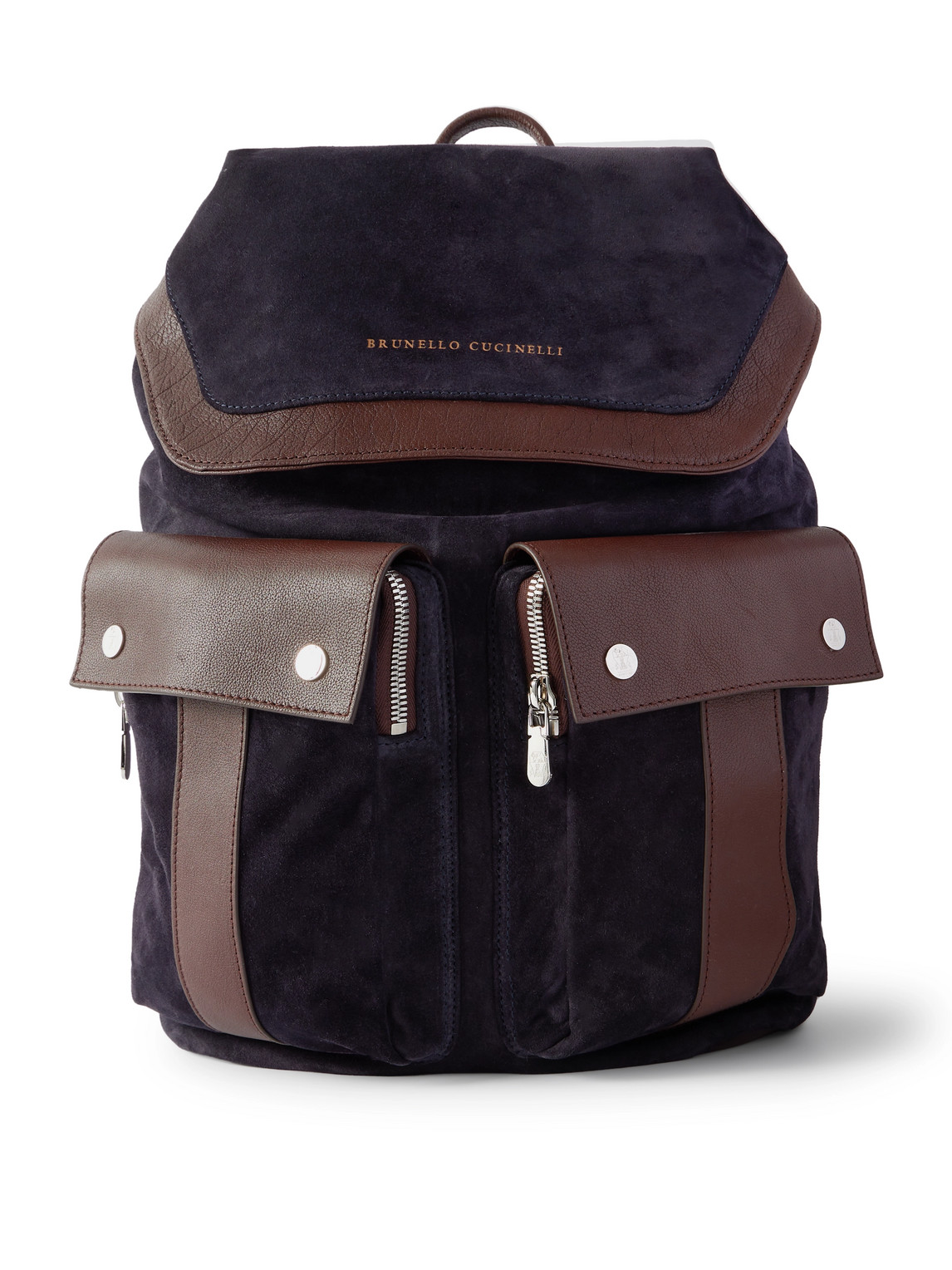 Brunello Cucinelli Leather-trimmed Suede Backpack In Multi