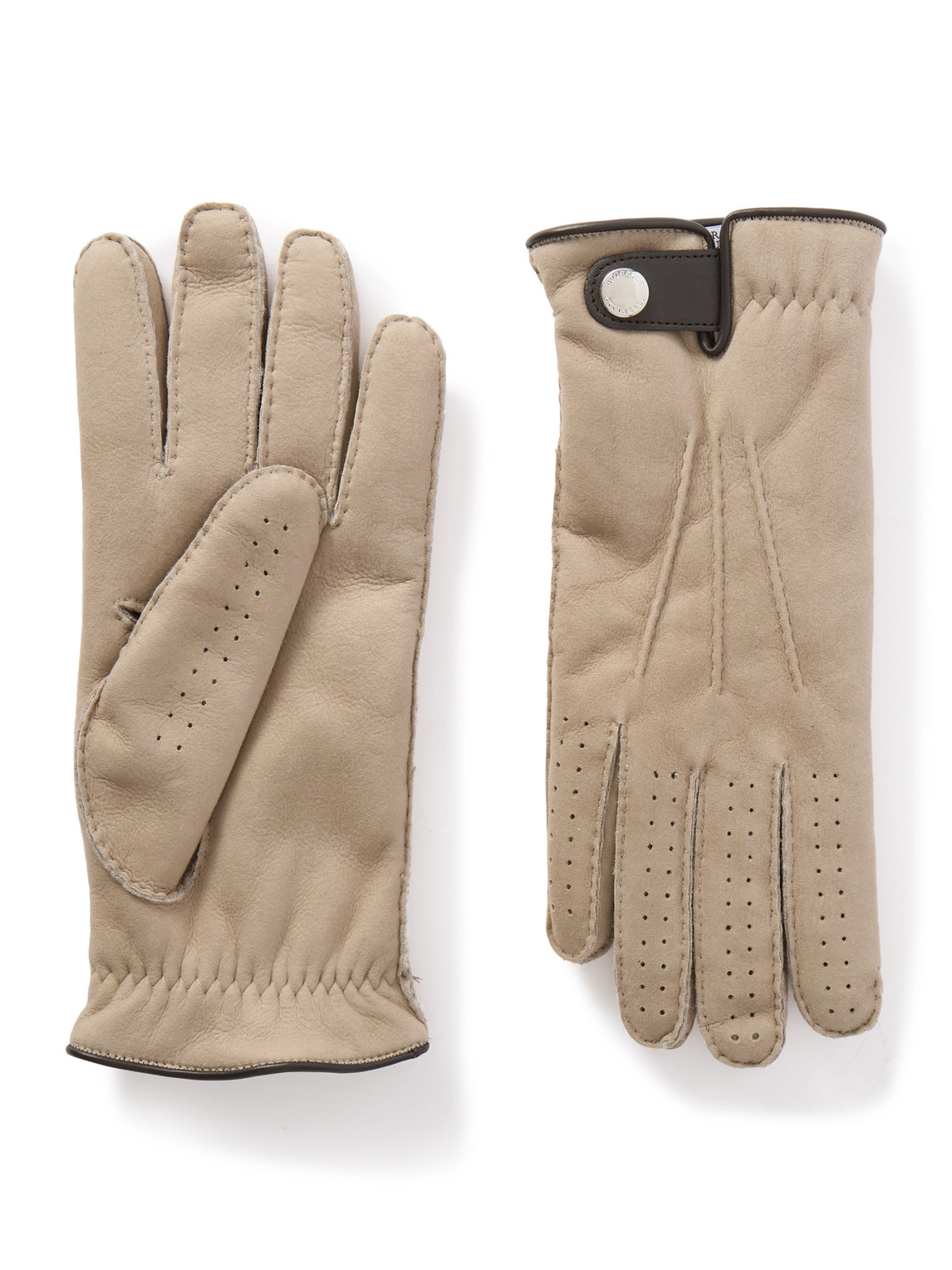 Brunello Cucinelli Leather Gloves In Neutral