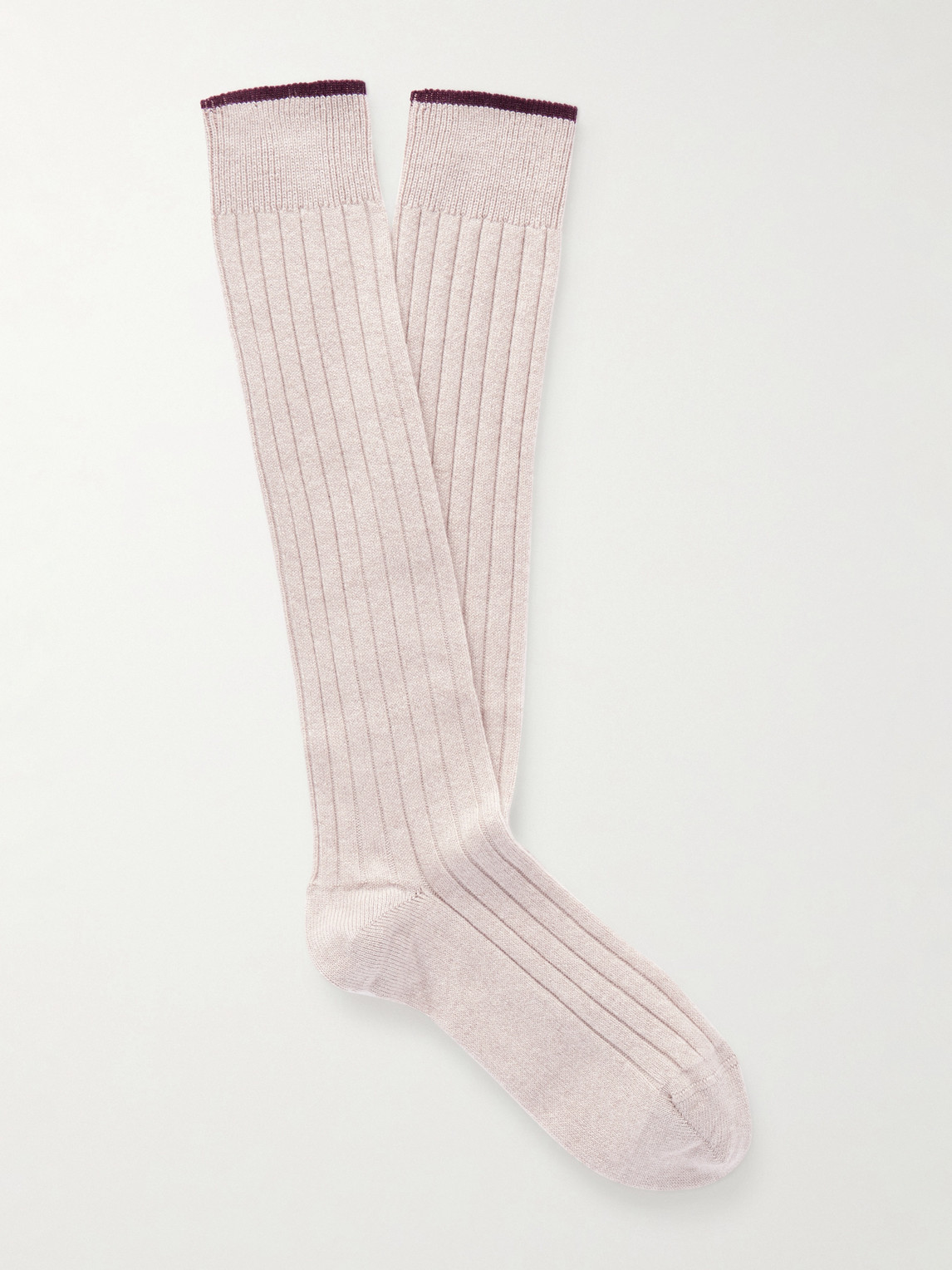 Brunello Cucinelli Ribbed Cashmere Socks In Burgundy