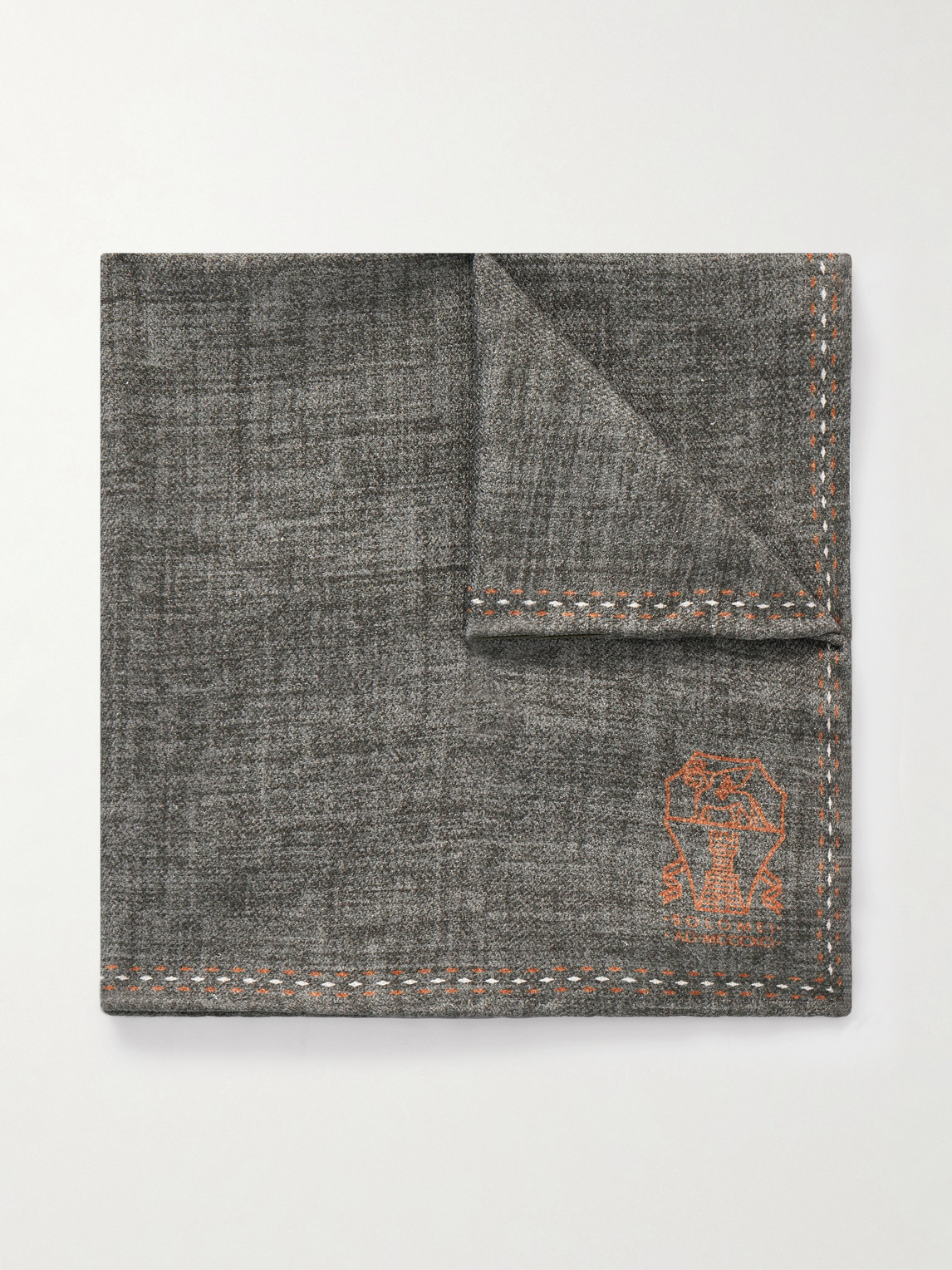 Brunello Cucinelli Logo-Print Silk Pocket Square - Men