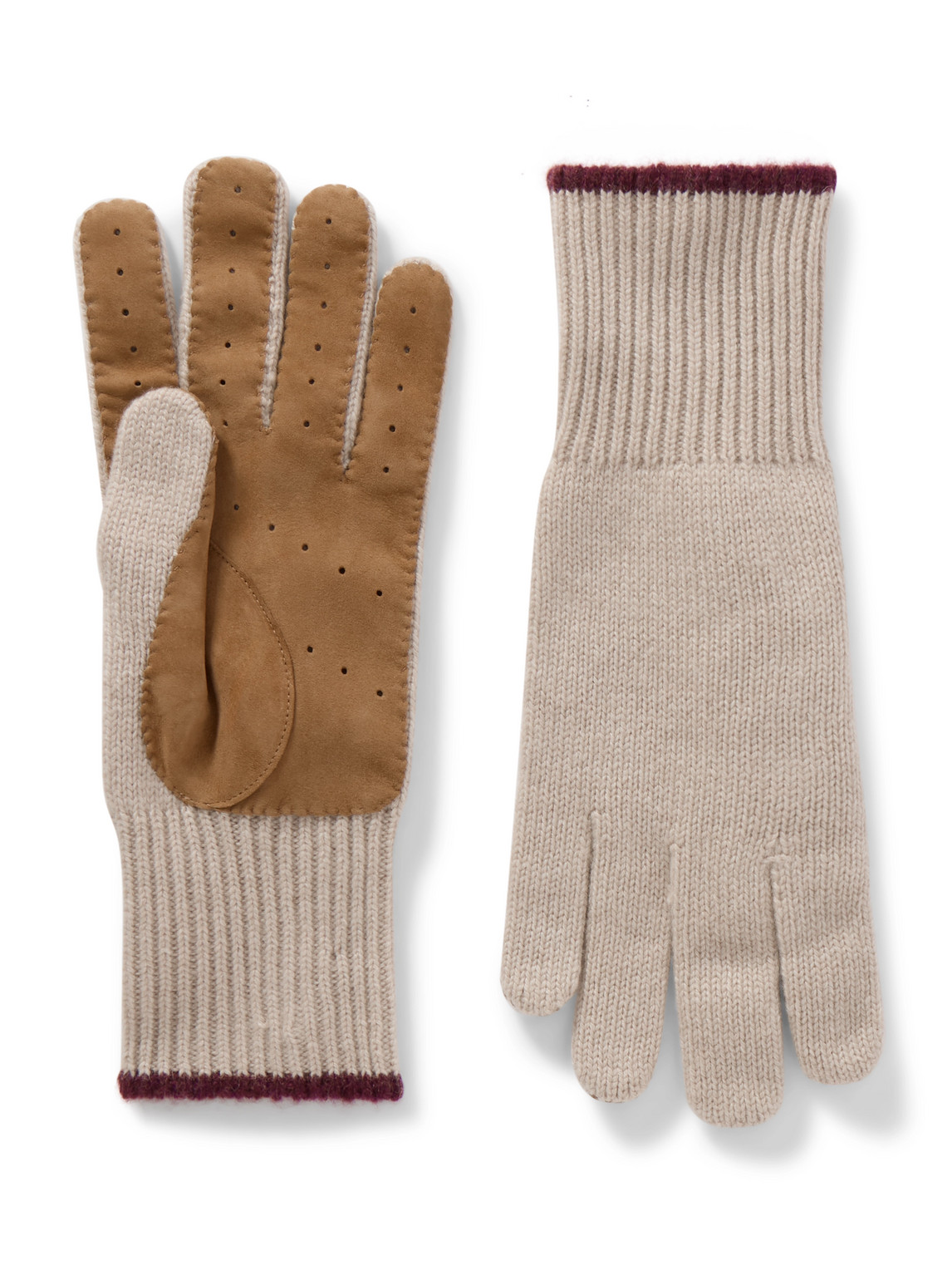 Brunello Cucinelli Ribbed Cashmere Gloves In Neutral
