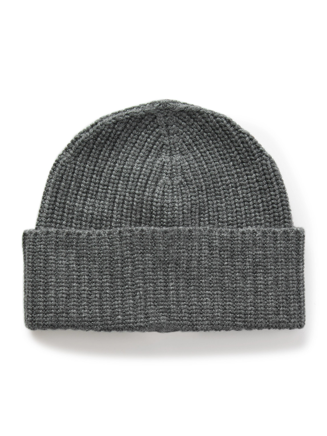 Brunello Cucinelli Ribbed Cashmere Beanie In Gray