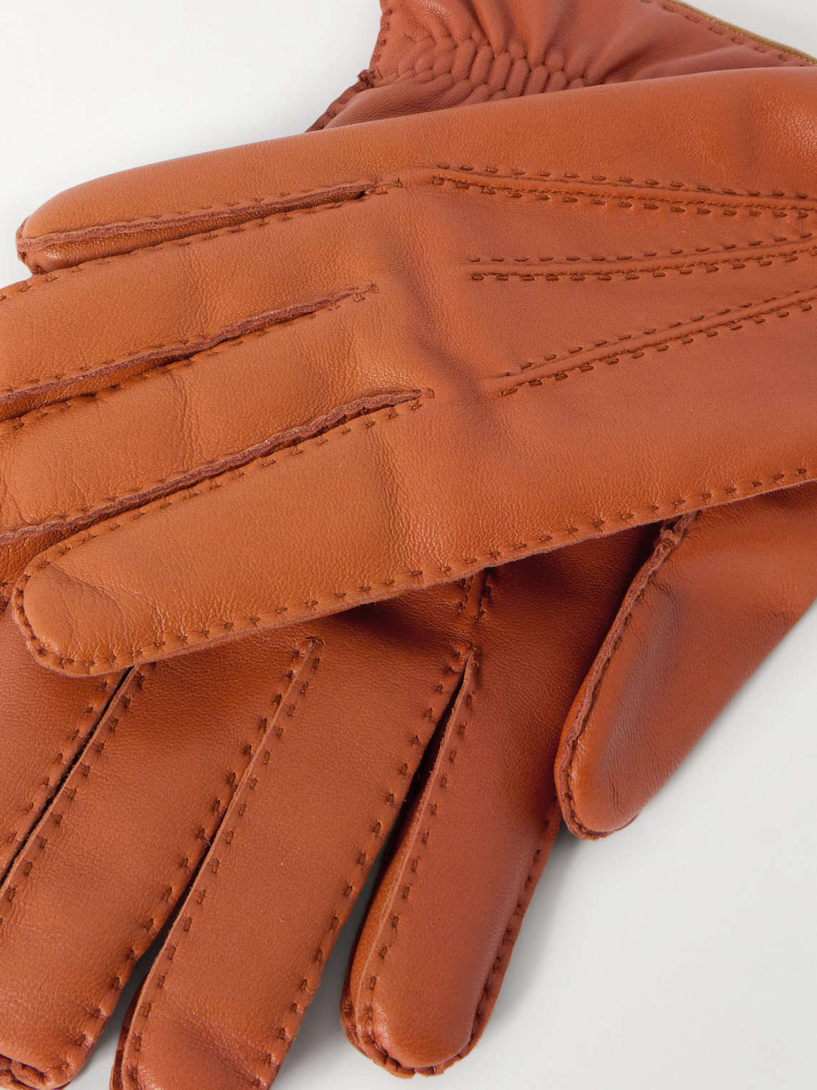 Brunello Cucinelli Leather Gloves In Orange