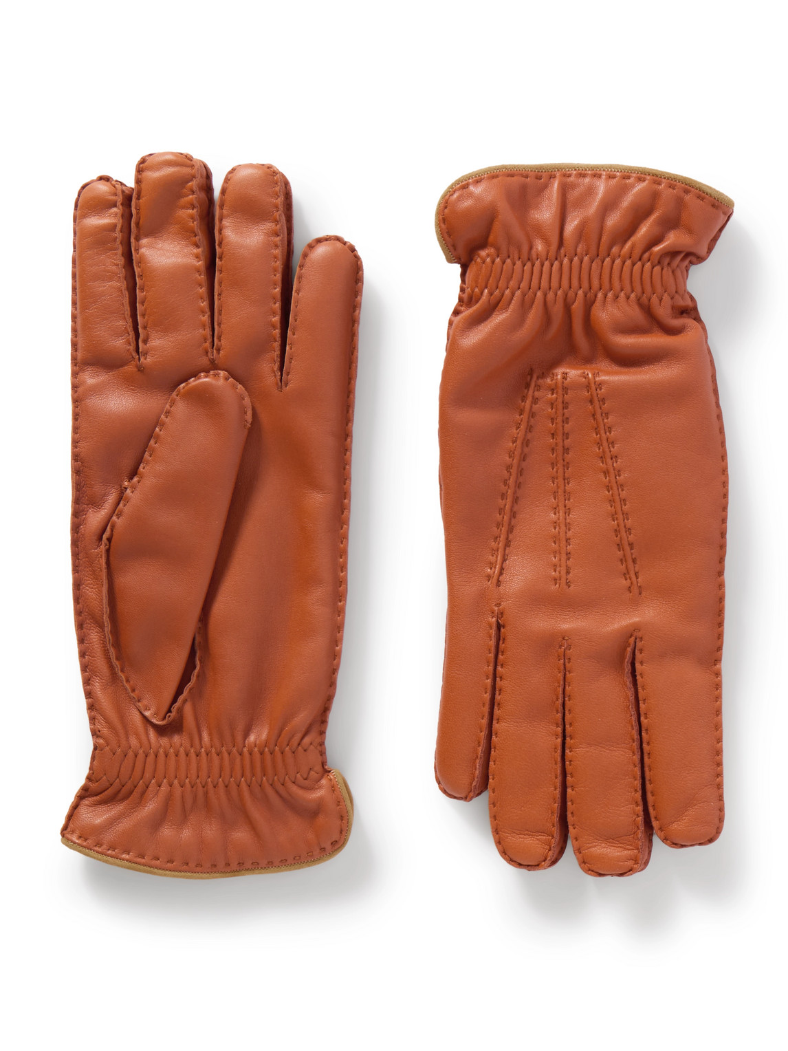 Brunello Cucinelli Leather Gloves In Orange