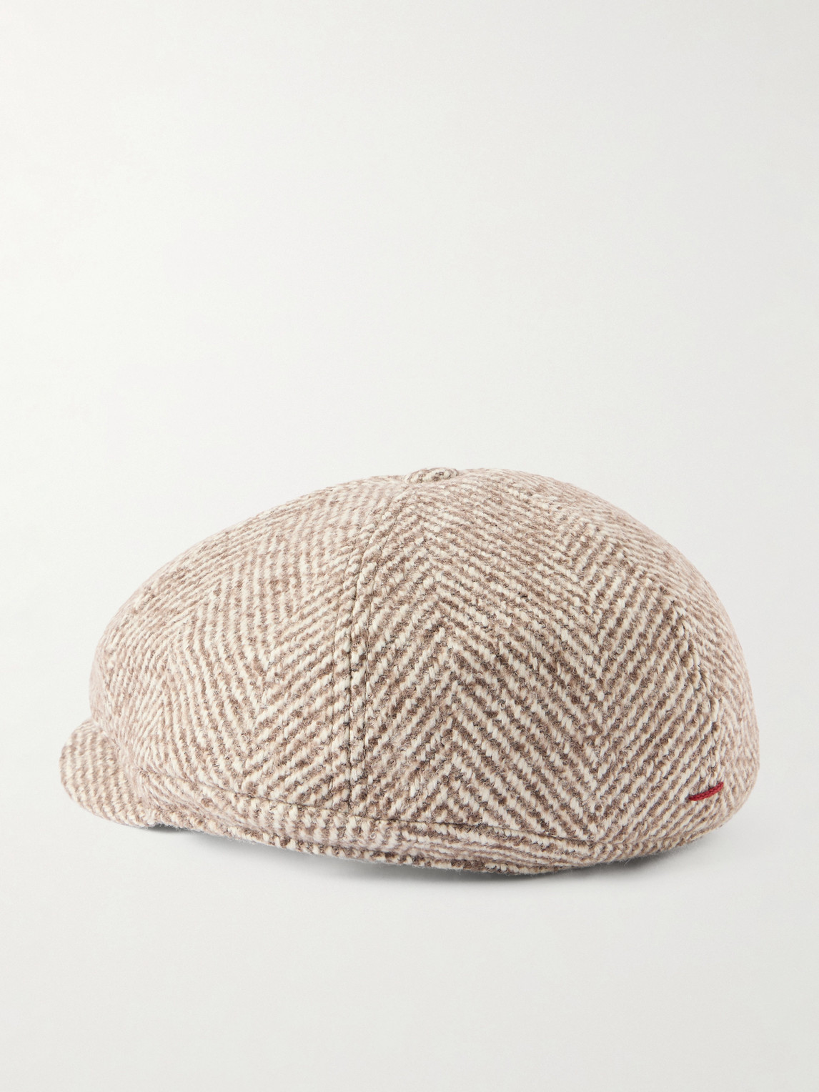 Brunello Cucinelli Herringbone Knitted Flat Cap In Brown