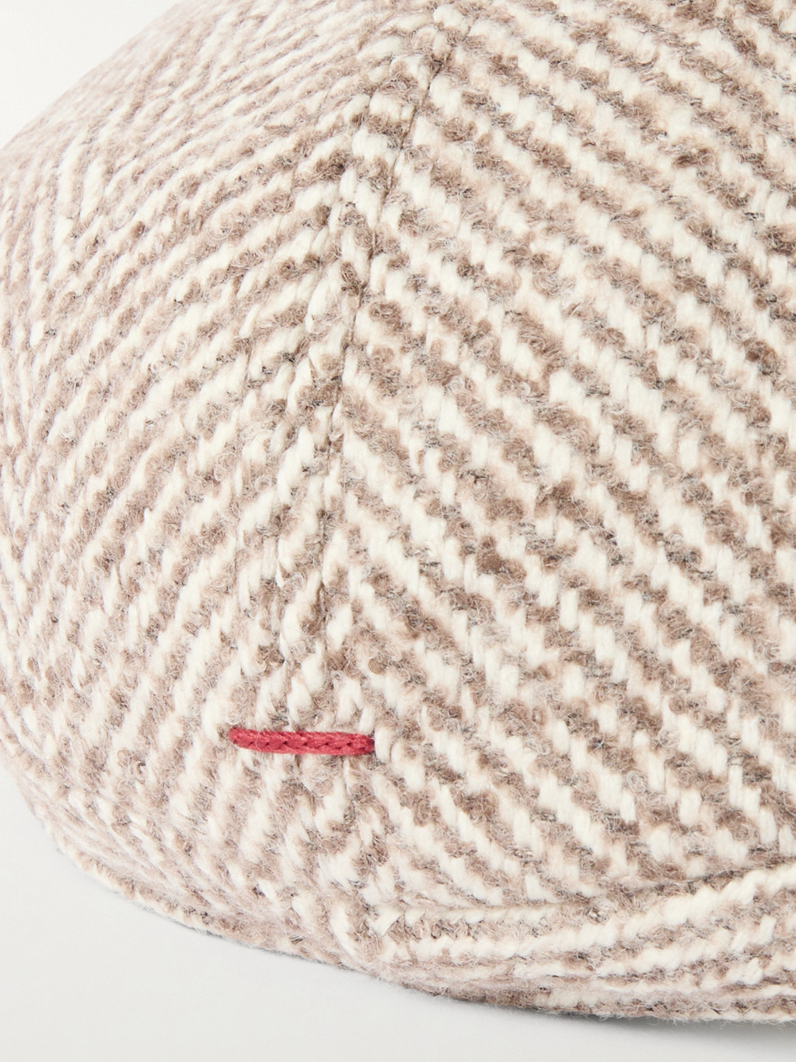 Brunello Cucinelli Herringbone Knitted Flat Cap In Brown