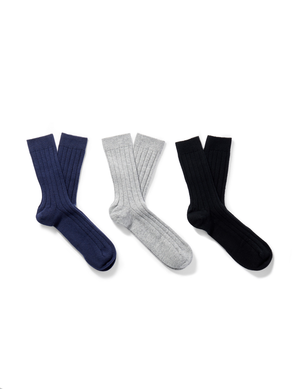 Johnstons Of Elgin Set Of Three Ribbed Cashmere-blend Socks In Multi