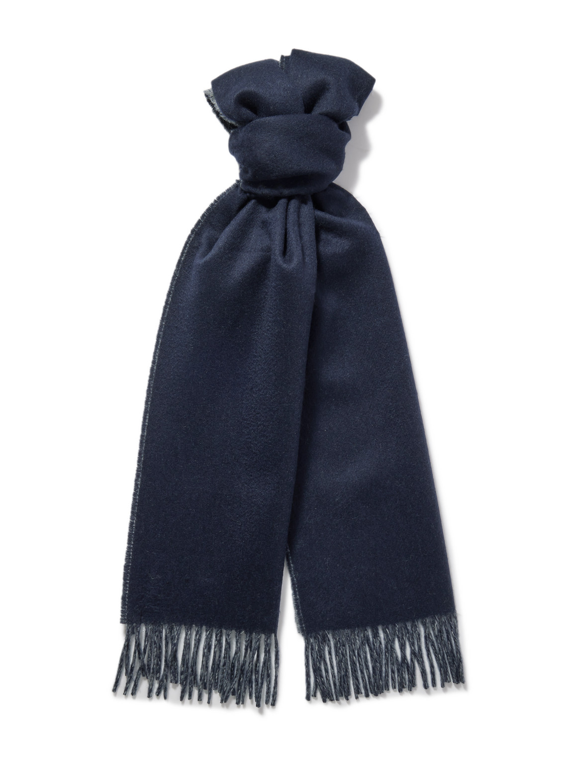 Johnstons Of Elgin Reversible Fringed Cashmere Scarf In Blue
