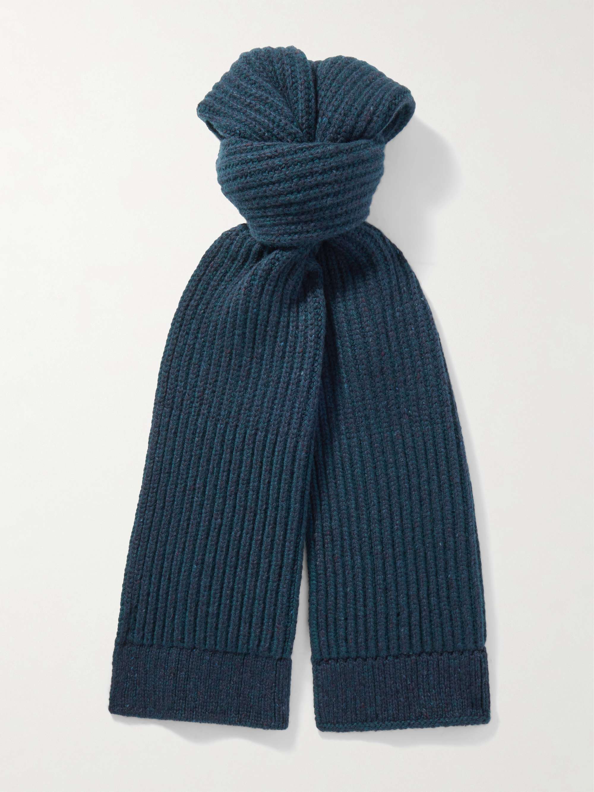 JOHNSTONS OF ELGIN Ribbed Donegal Cashmere Scarf for Men