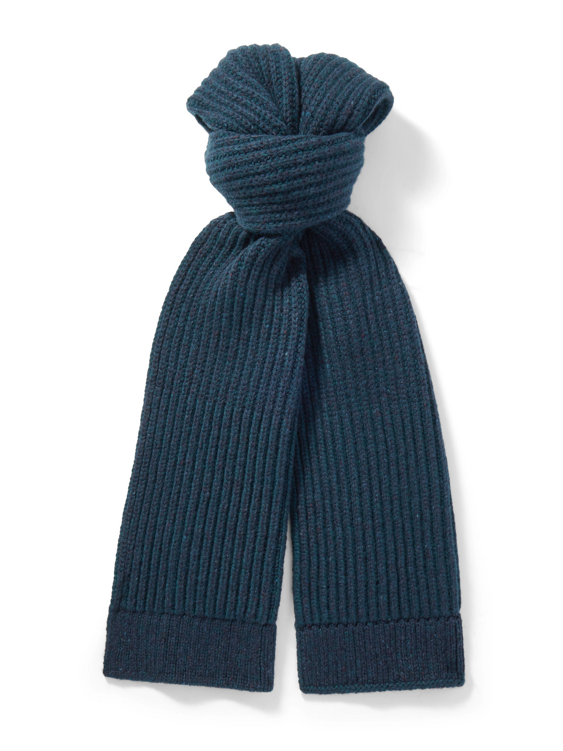 Johnstons Of Elgin Ribbed Donegal Cashmere Scarf In Blue