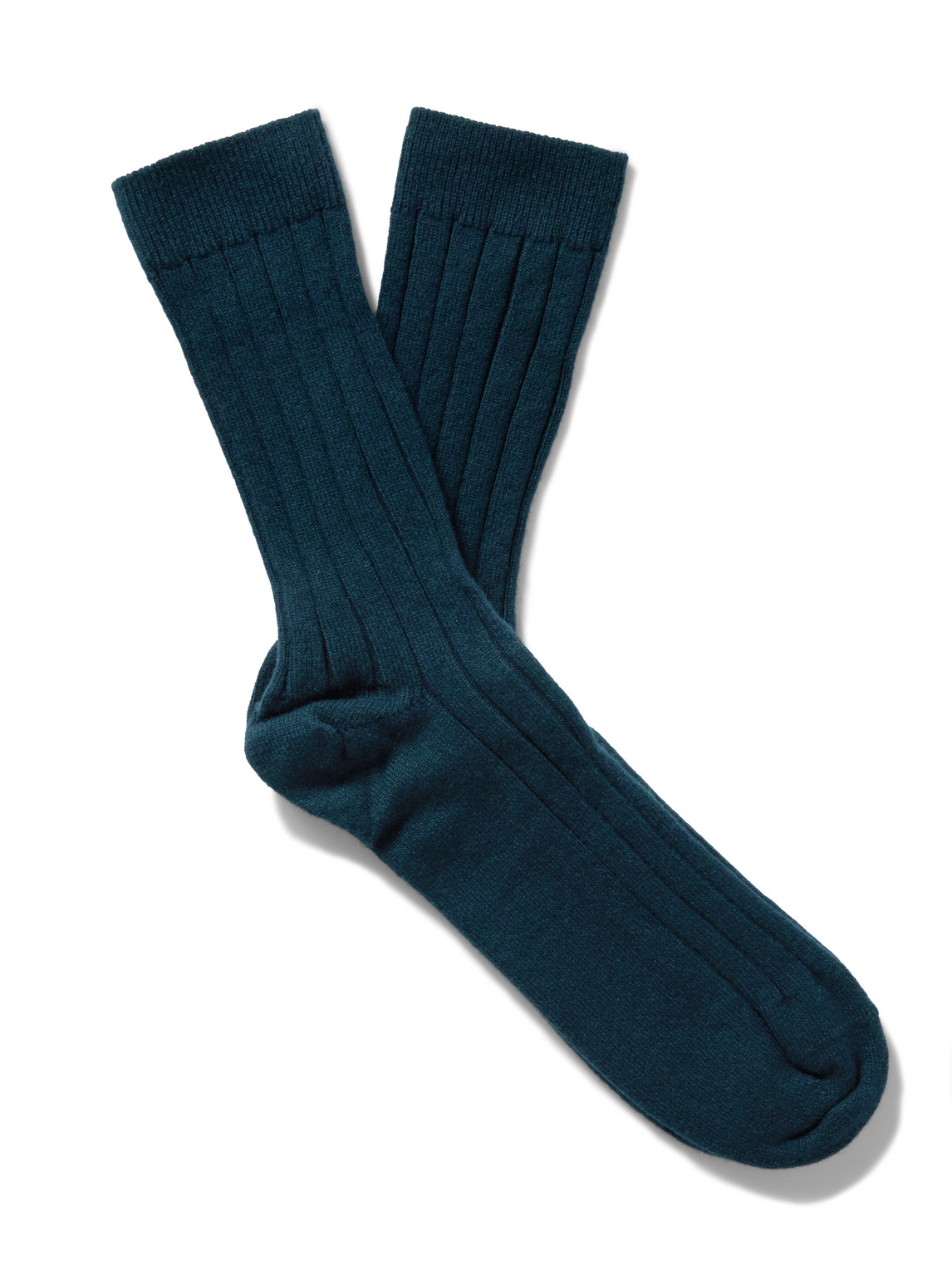 Johnstons Of Elgin Ribbed Cashmere Socks In Green
