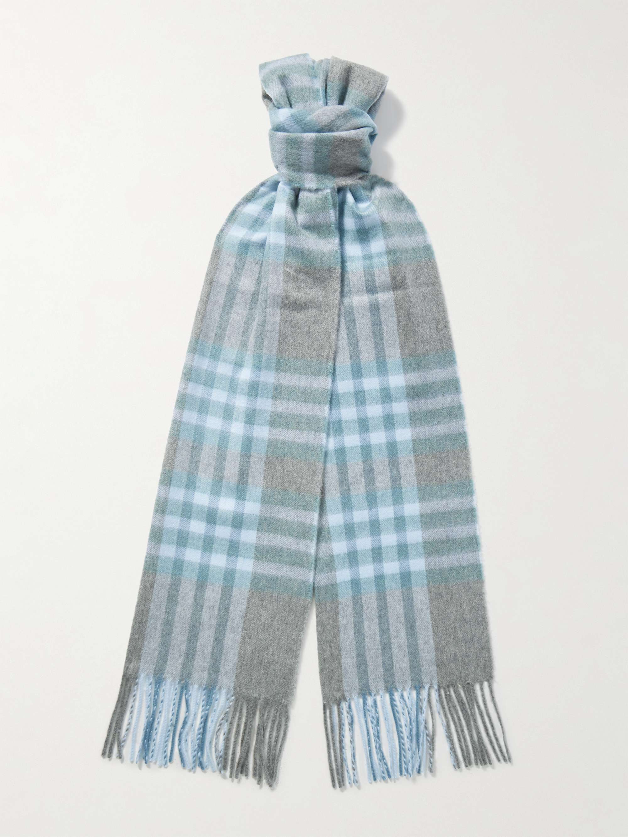 JOHNSTONS OF ELGIN Fringed Checked Cashmere Scarf for Men