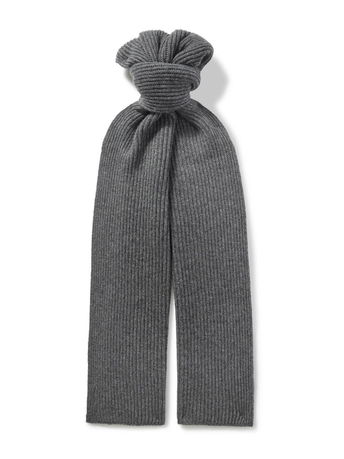 Johnstons Of Elgin Ribbed Cashmere Scarf In Gray