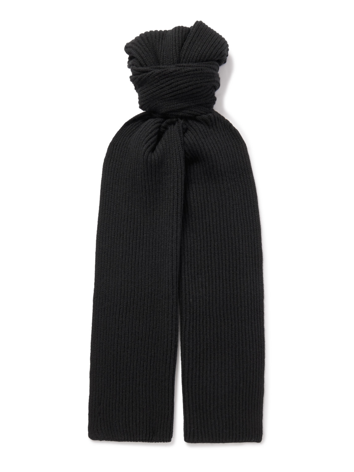Johnstons Of Elgin Ribbed Cashmere Scarf In Black