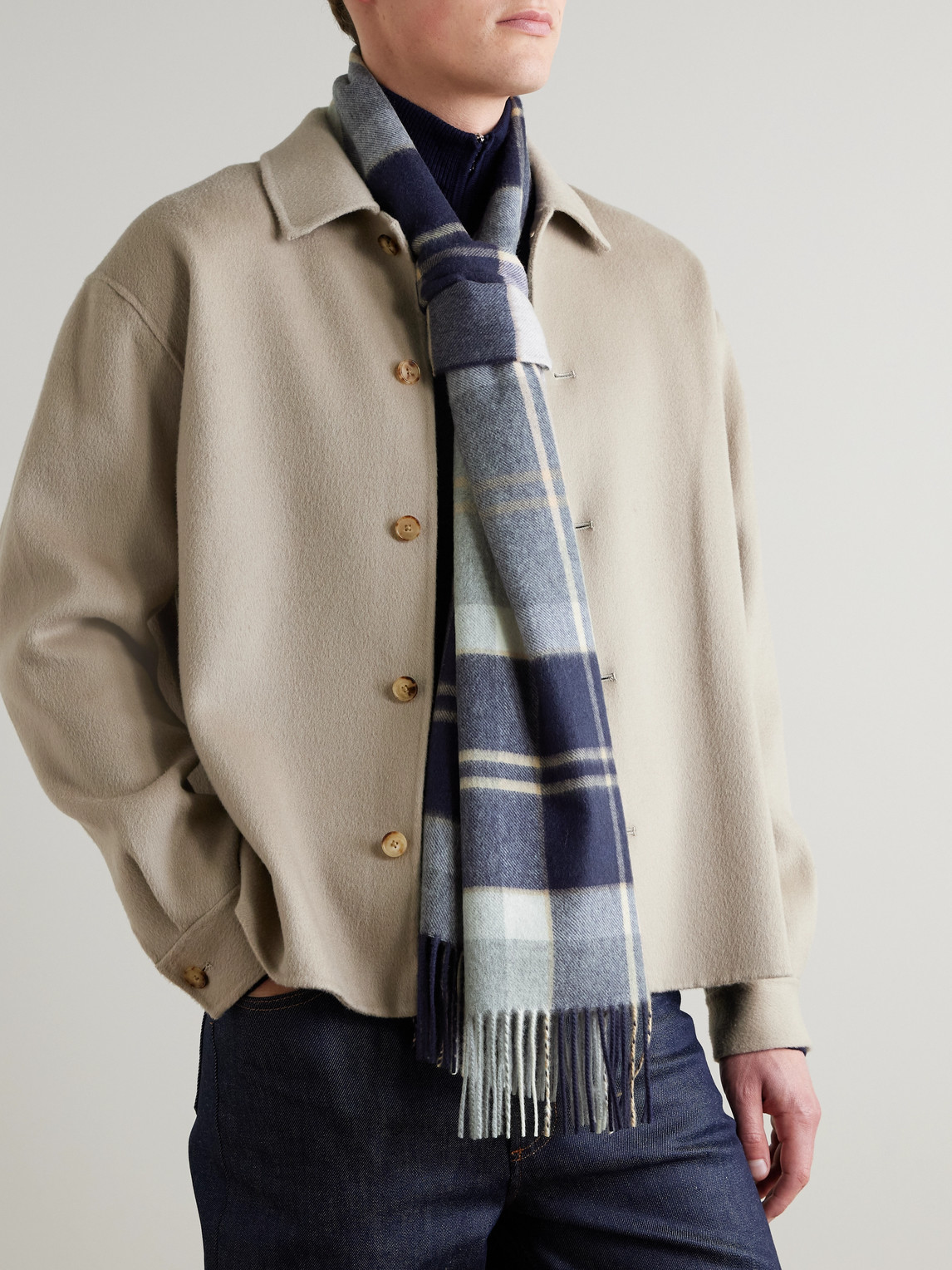 Johnstons Of Elgin Fringed Checked Cashmere Scarf In Multi