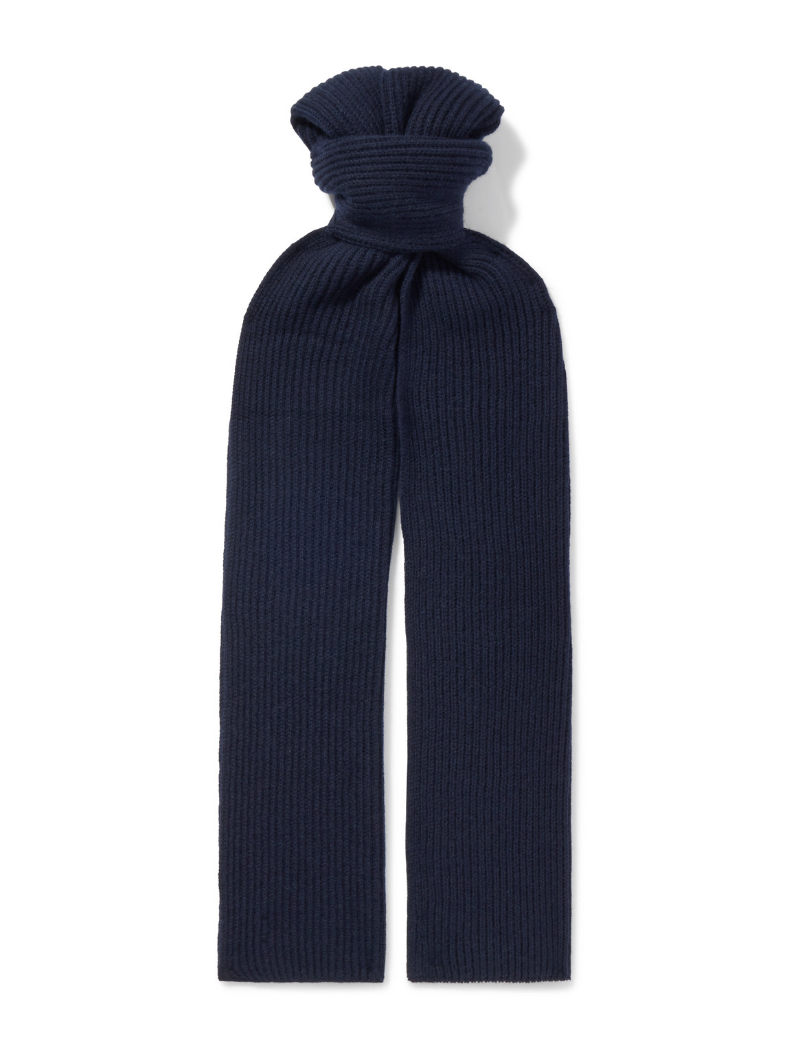 Johnstons Of Elgin Ribbed Cashmere Scarf In Blue