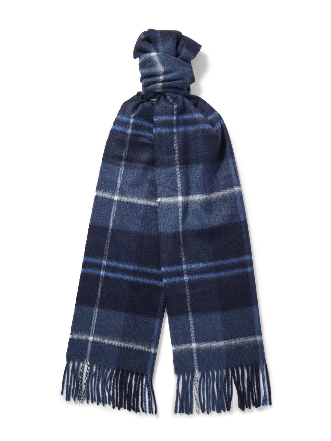 Johnstons Of Elgin Fringed Checked Cashmere Scarf In Brown