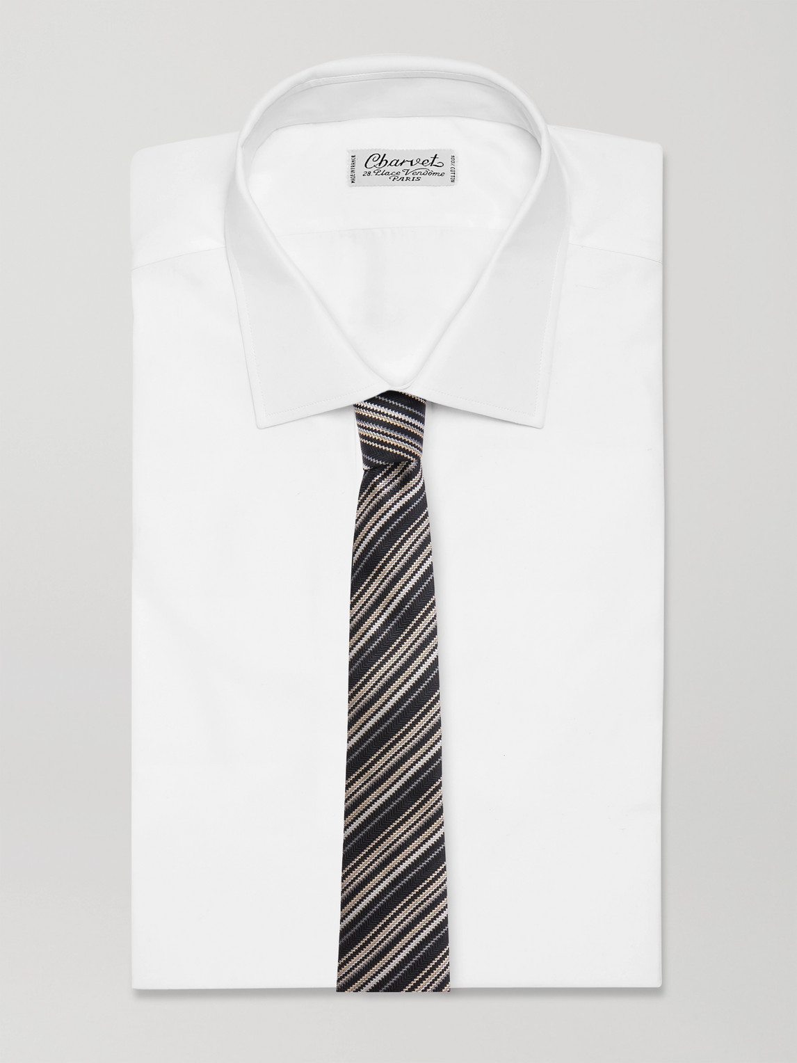7cm Striped Silk-Jacquard Tie — 2