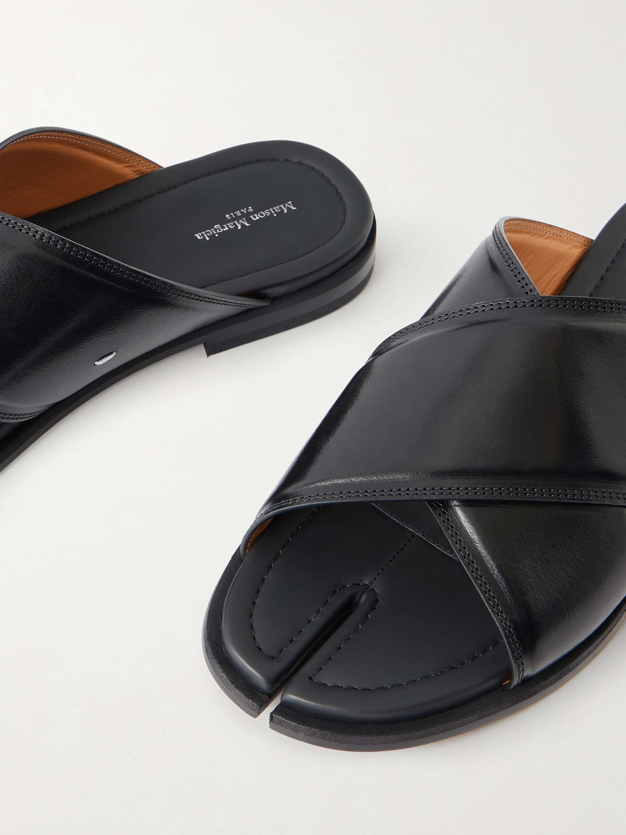 MAISON MARGIELA Tabi Embellished Leather Slides for Men | MR PORTER