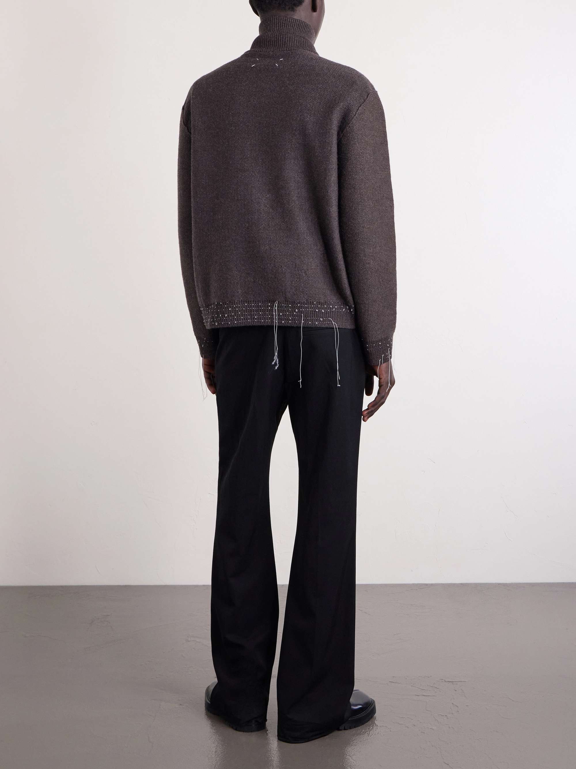 MAISON MARGIELA Embroidered Stretch-Wool Half-Zip Sweater for Men