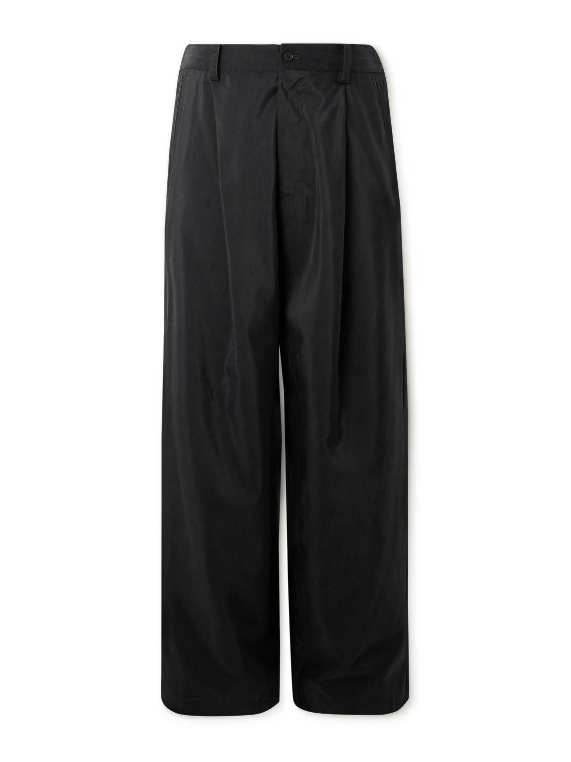 Ssstein Wide-leg Pleated Silk-blend Trousers In Black