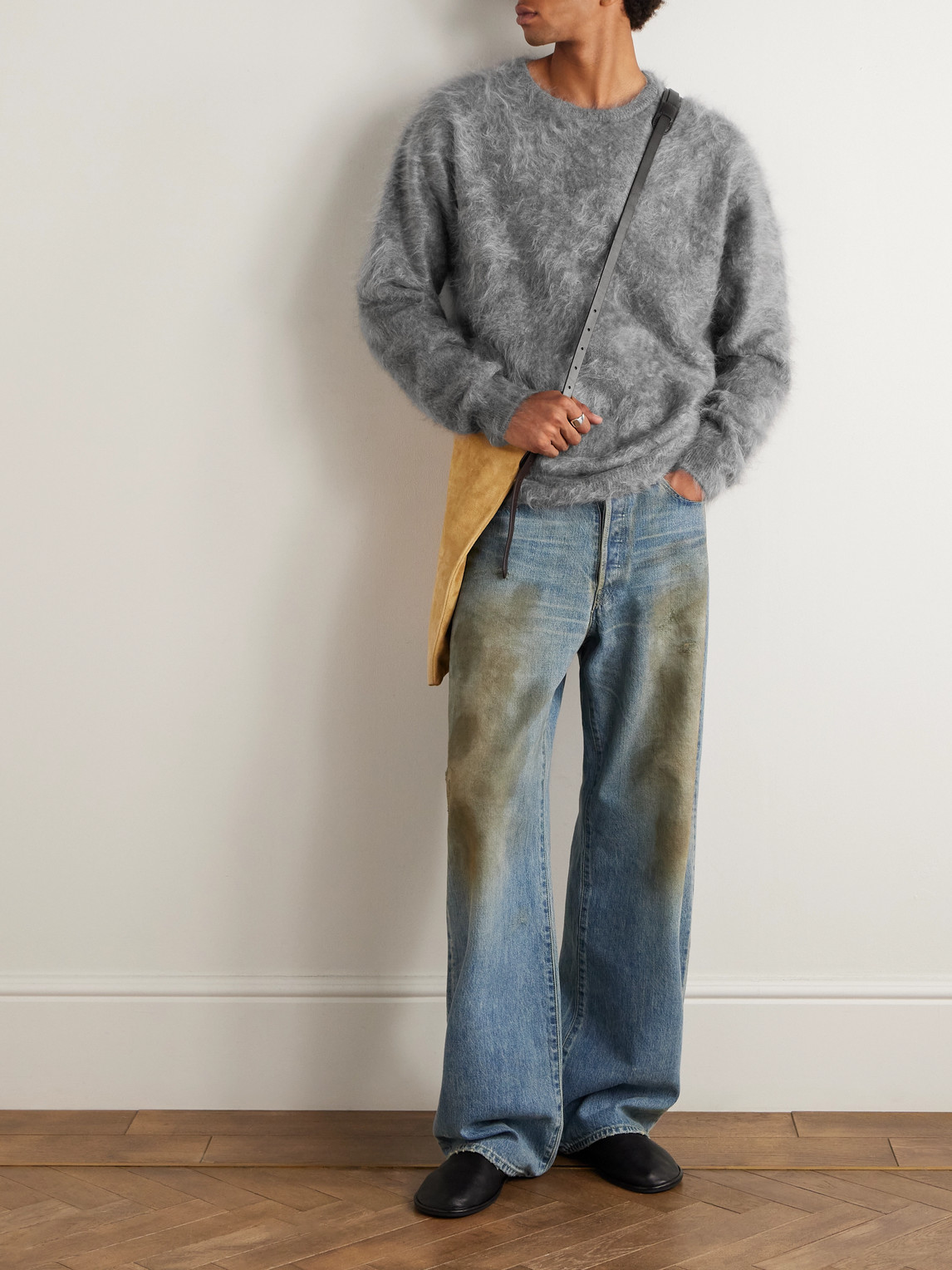 Ssstein Brushed-cashmere Sweater In Gray