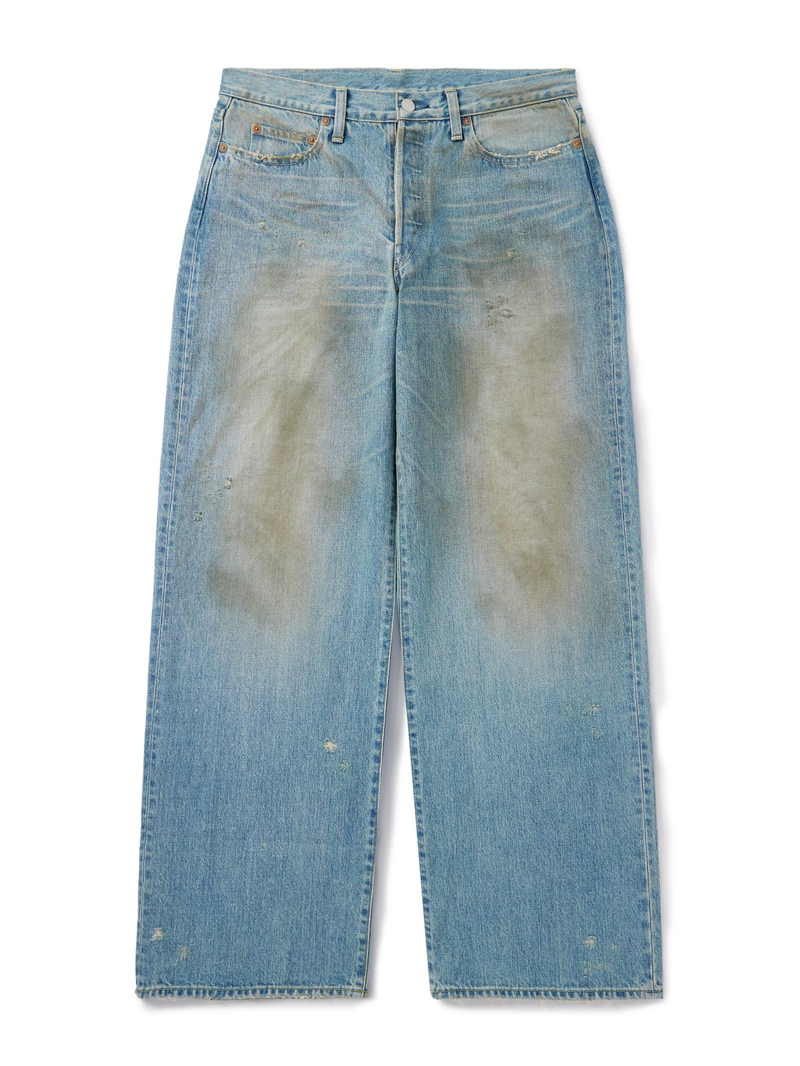 Ssstein Wide-leg Distressed Jeans In Blue