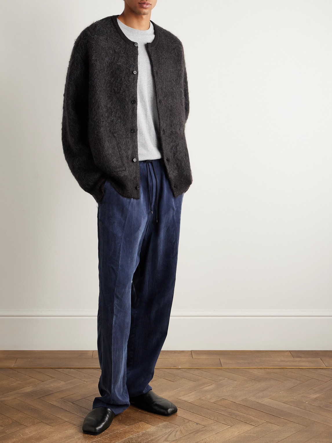 Ssstein Brushed-knit Cardigan In Brown