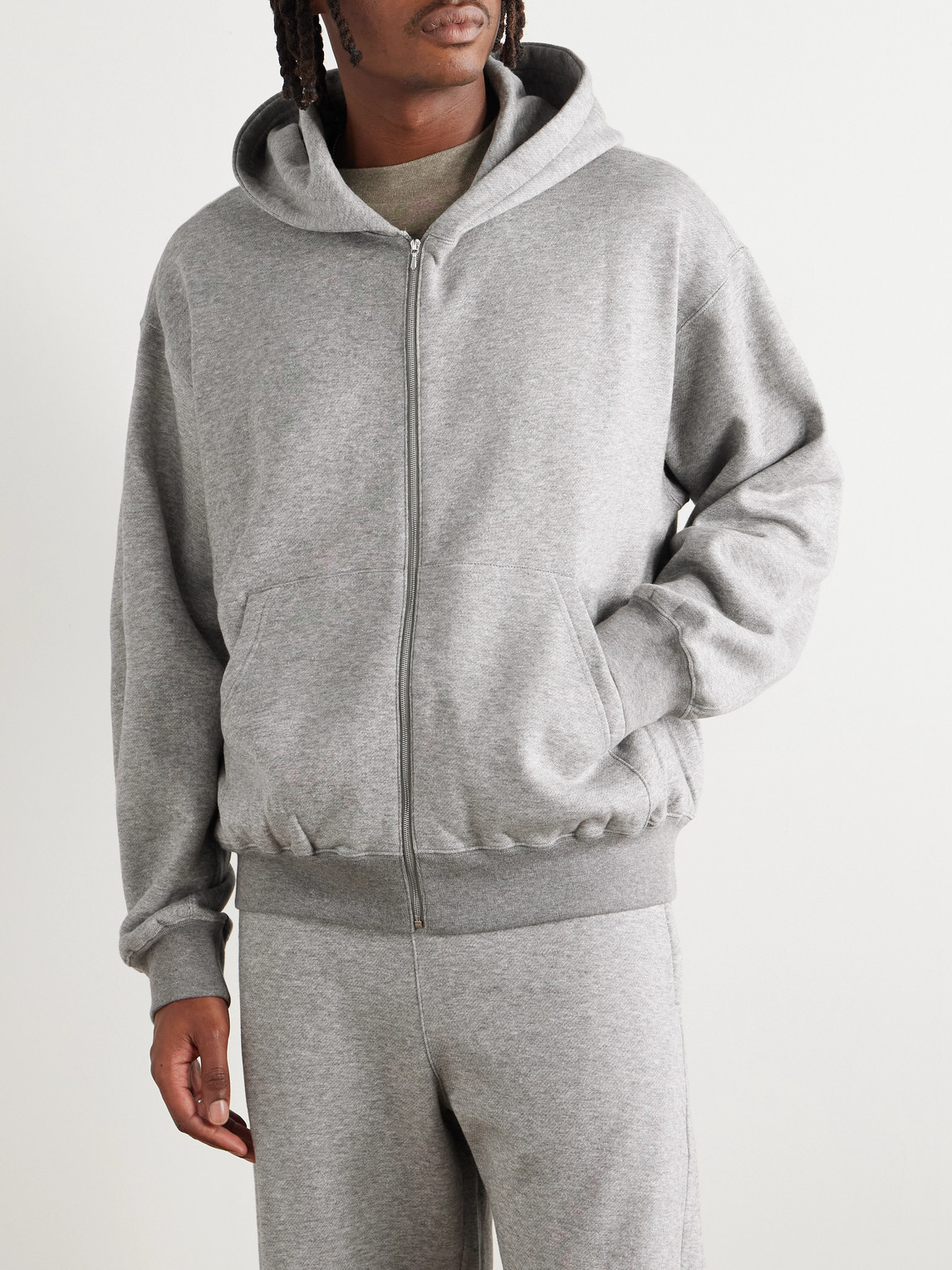 Ssstein Cotton And Yak-blend Jersey Zip-up Hoodie In Gray
