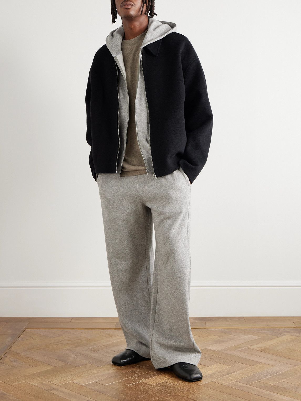 Ssstein Cotton And Yak-blend Jersey Zip-up Hoodie In Gray