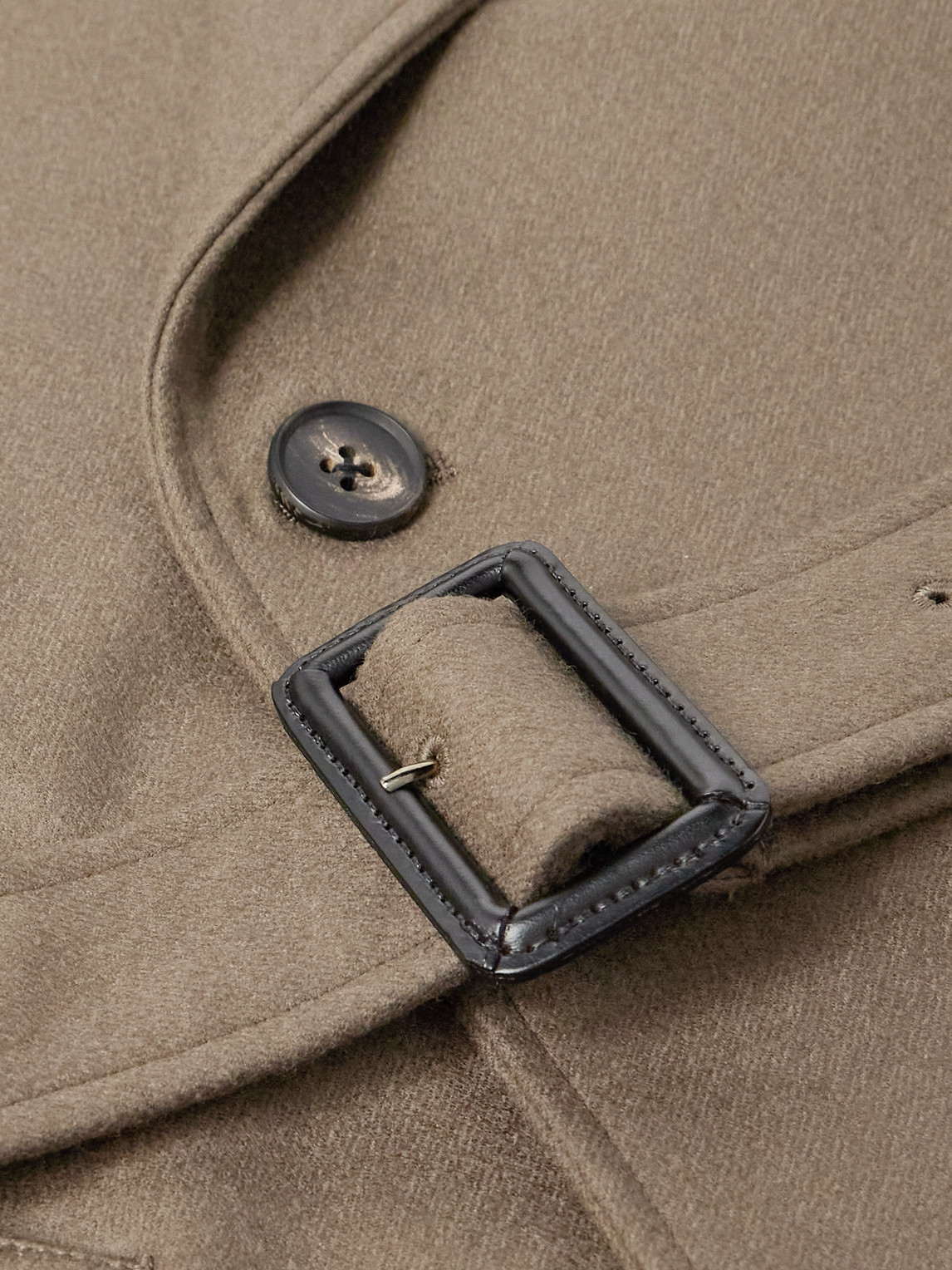 Ssstein Oversized Double-breasted Belted Wool-twill Coat In Neutral