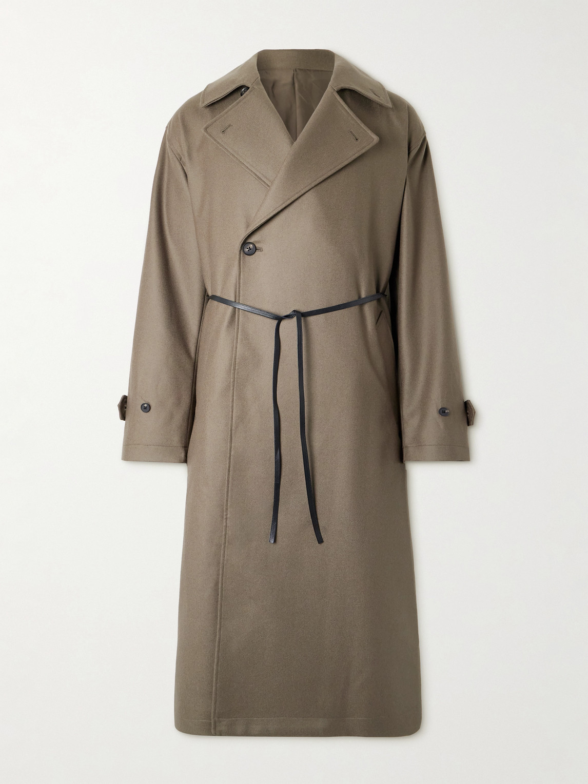 Ssstein Oversized Double-breasted Belted Wool-twill Coat In Neutral