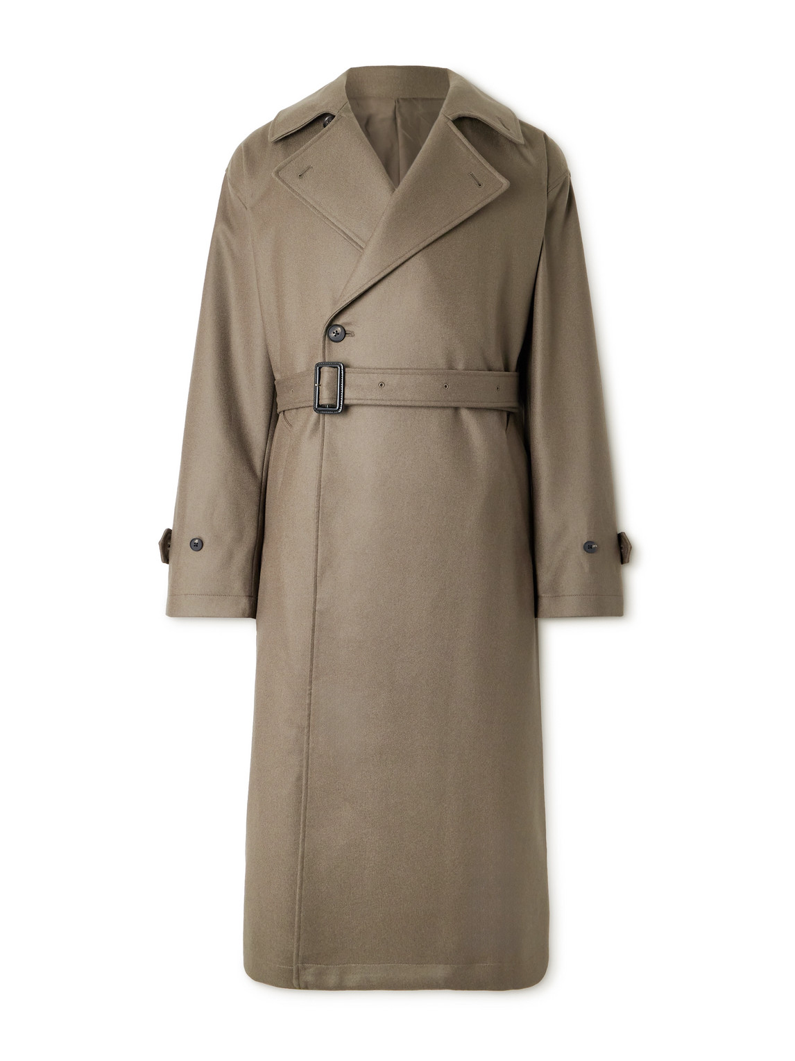 Ssstein Oversized Double-breasted Belted Wool-twill Coat In Neutral
