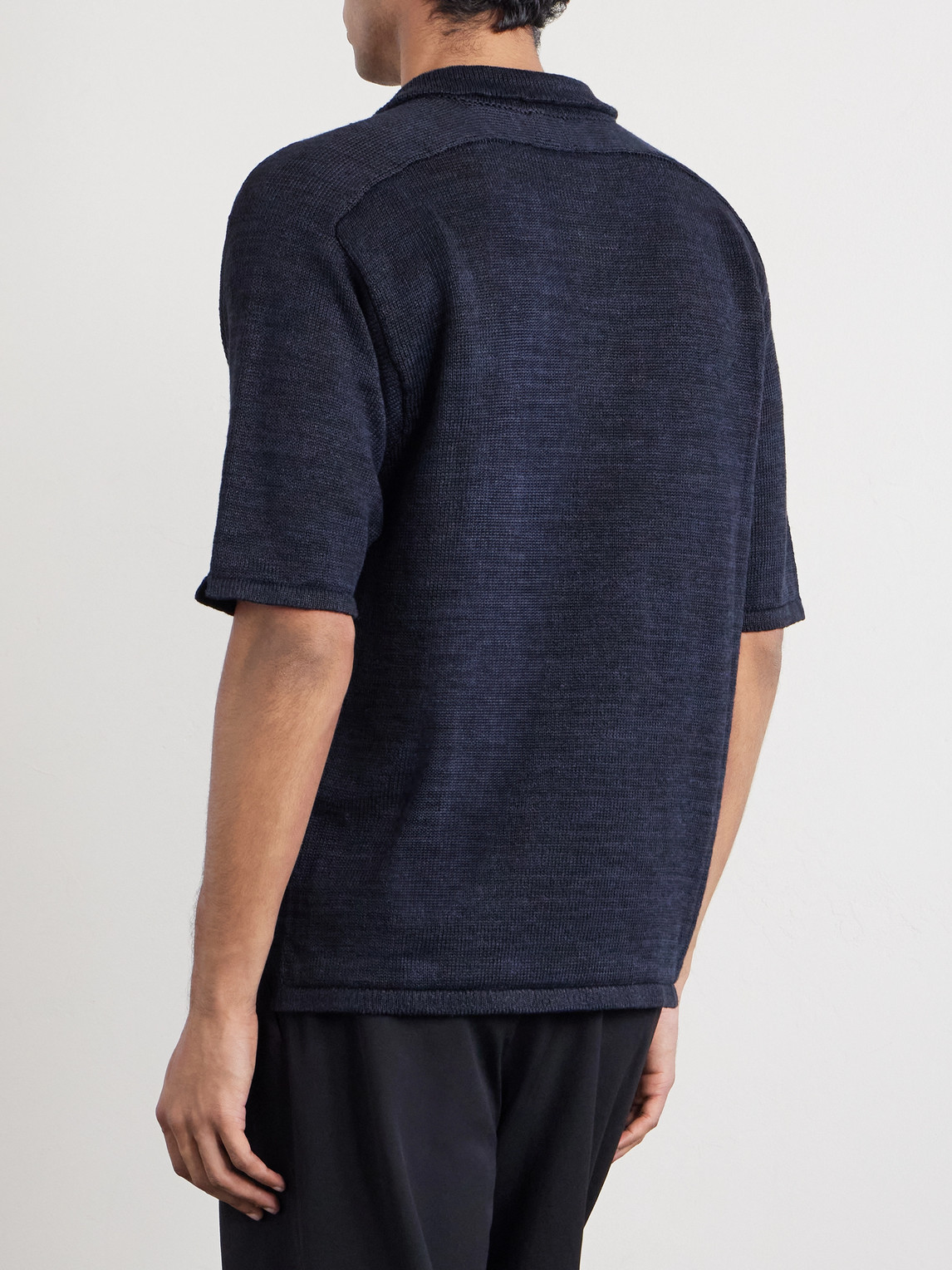  Inis Meáin - Knitted Linen Polo Shirt - Men - Black - M 