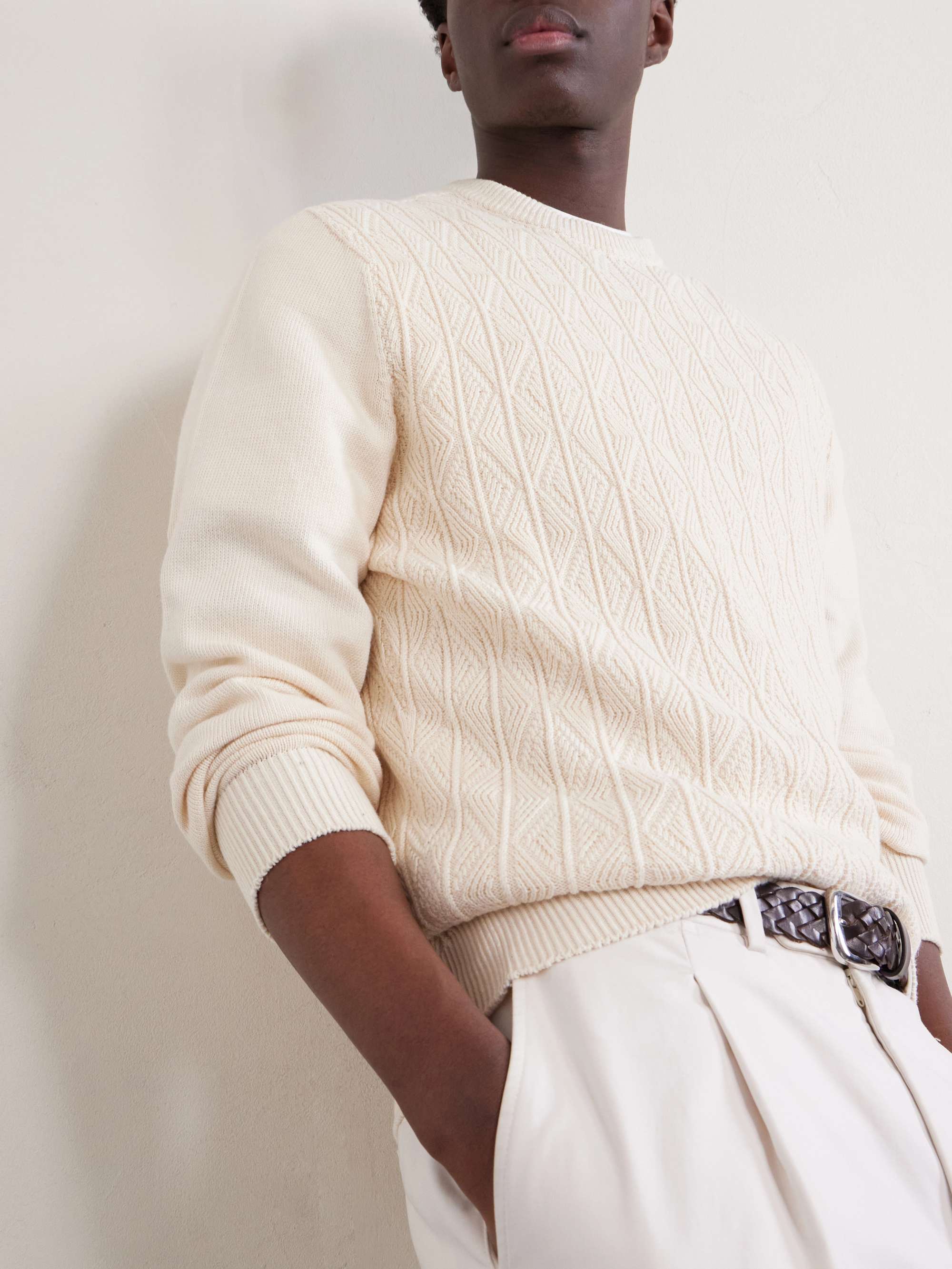 INIS MEÁIN Knitted Cotton and Cashmere-Blend Sweater for Men | MR