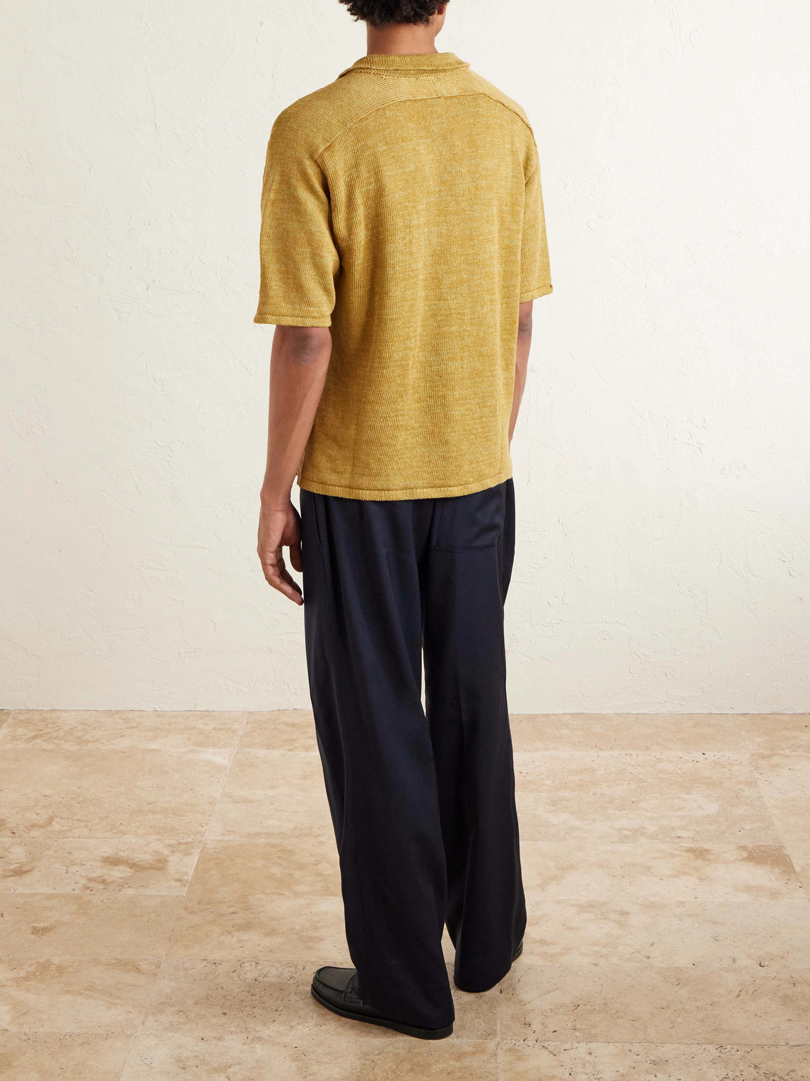 Inis Meáin - Knitted Linen Polo Shirt - Men - Yellow - M 