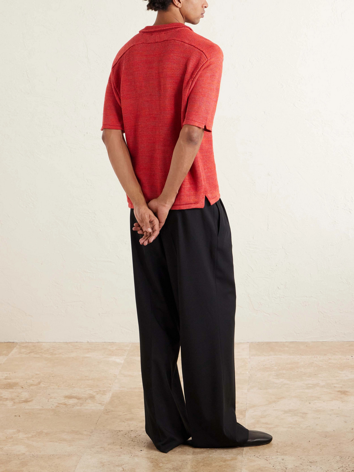  Inis Meáin - Knitted Linen Polo Shirt - Men - Red - Xl 