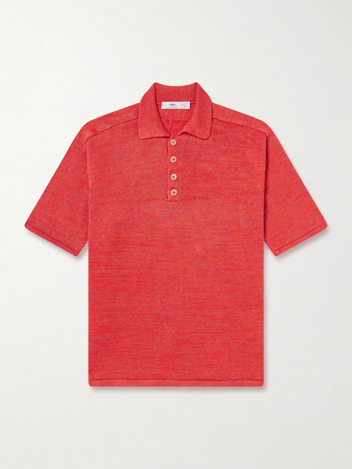 Inis Meain Knitted Linen Polo Shirt In Red