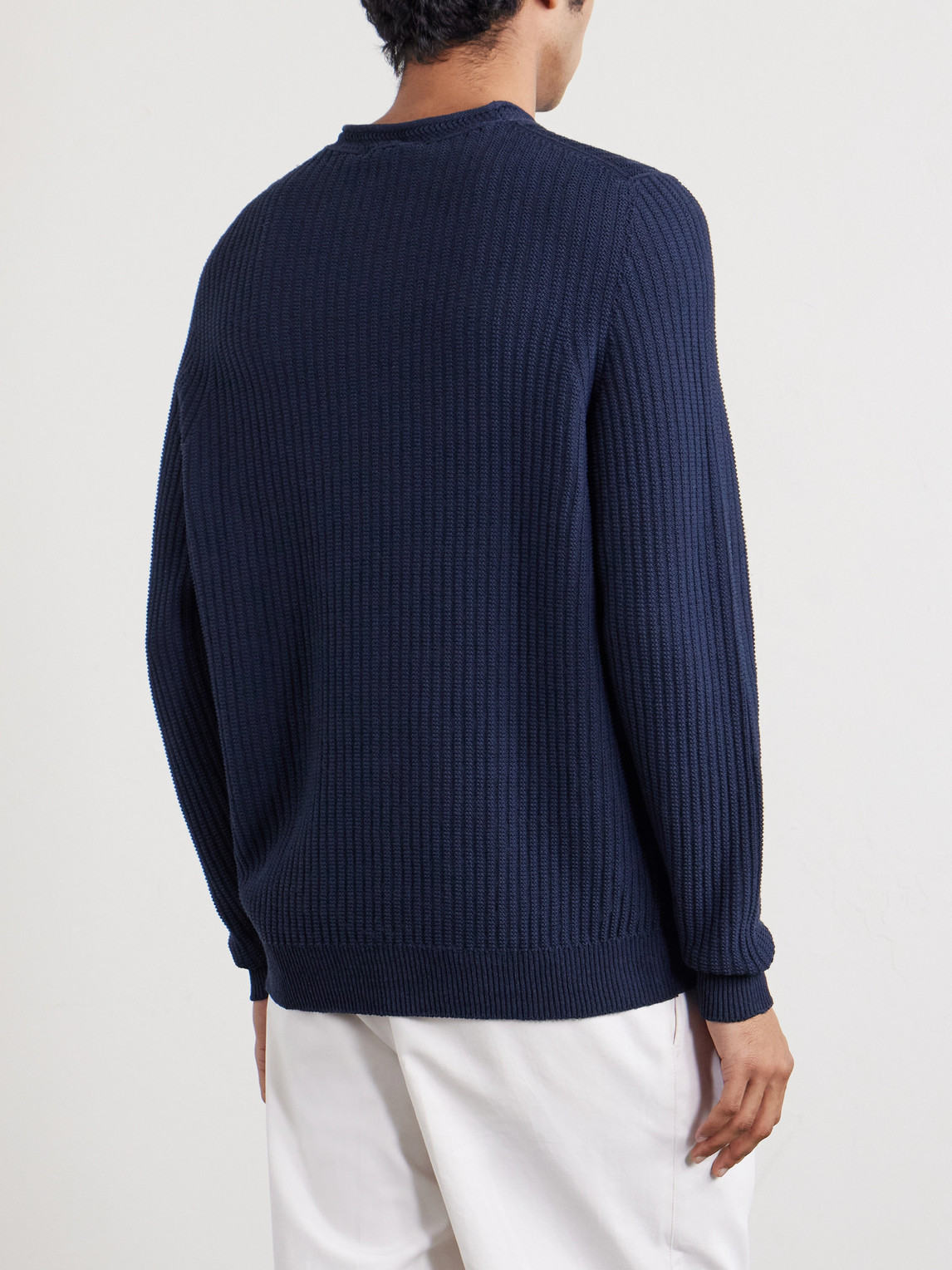  Inis Meáin - Moss Ribbed Linen And Cotton-blend Sweater - Men - Blue - M 