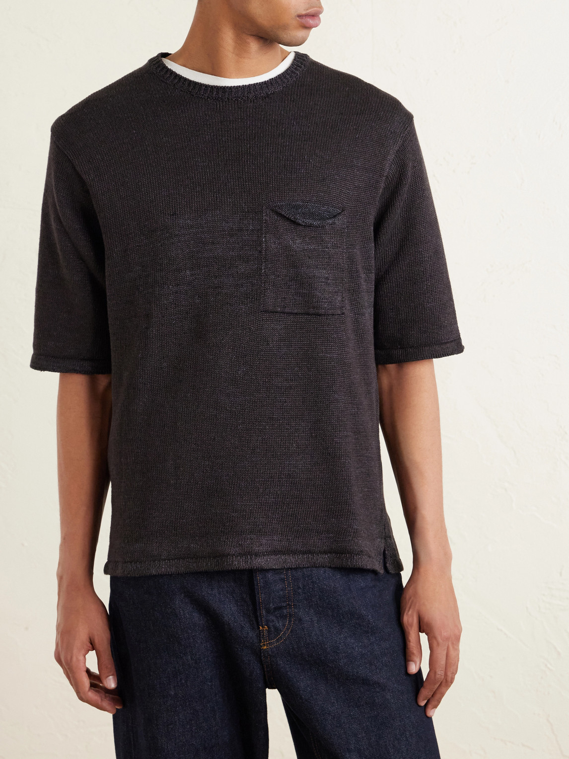  Inis Meáin - Knitted Linen T-shirt - Men - Brown - M 