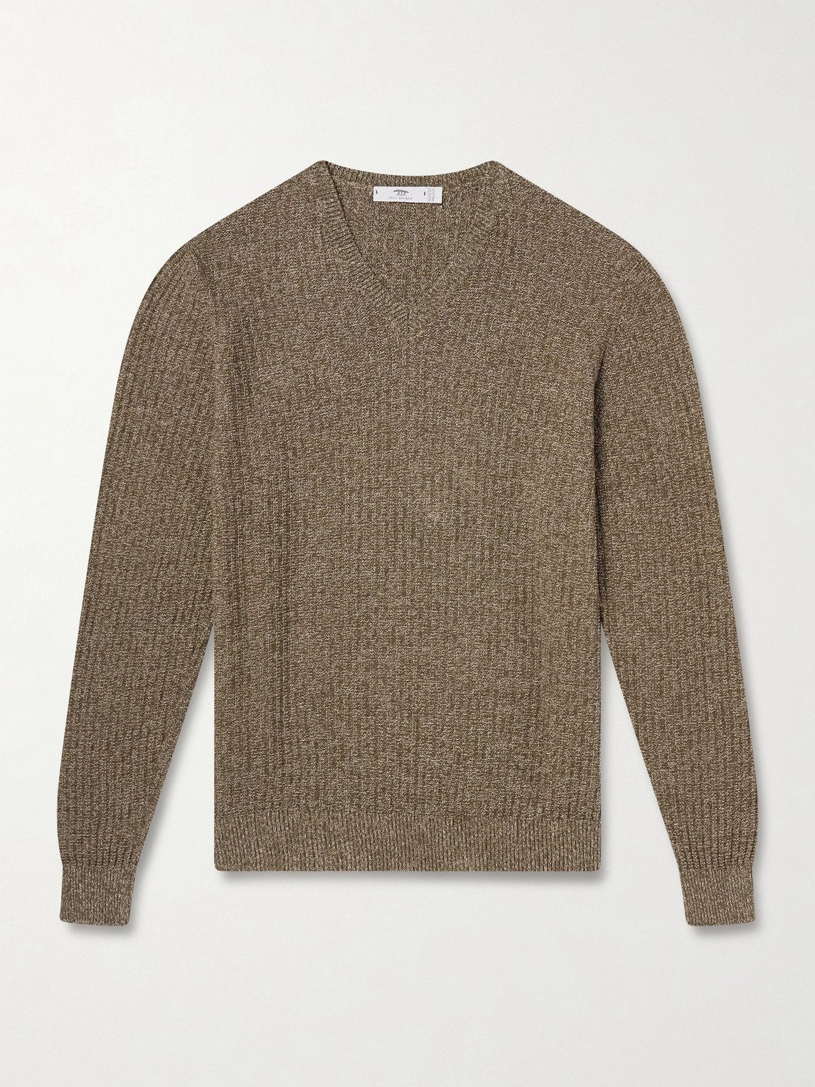 Inis Meain Moss Ribbed Linen And Cotton-blend Sweater In Green