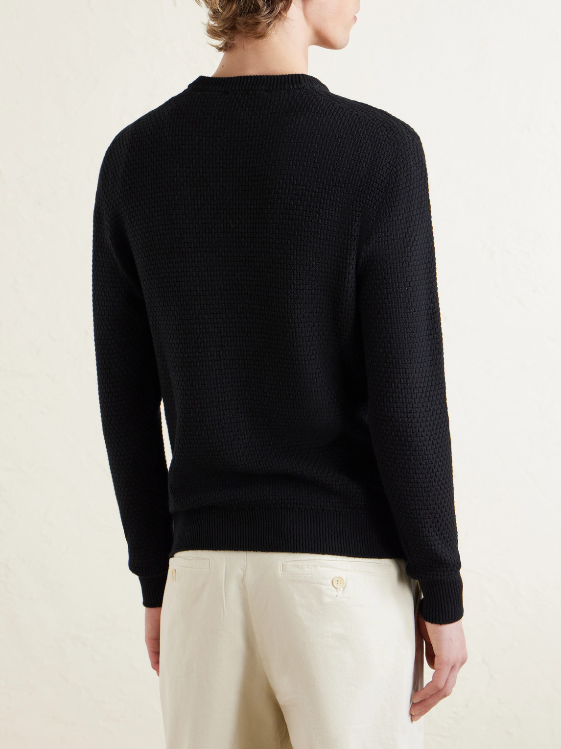  Inis Meáin - Caoladóir Basketweave Textured Cotton And Cashmere-blend Sweater - Men - Black - S 