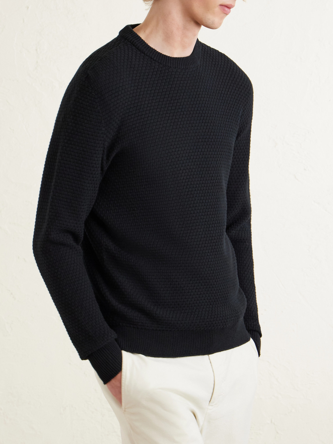  Inis Meáin - Caoladóir Basketweave Textured Cotton And Cashmere-blend Sweater - Men - Black - S 