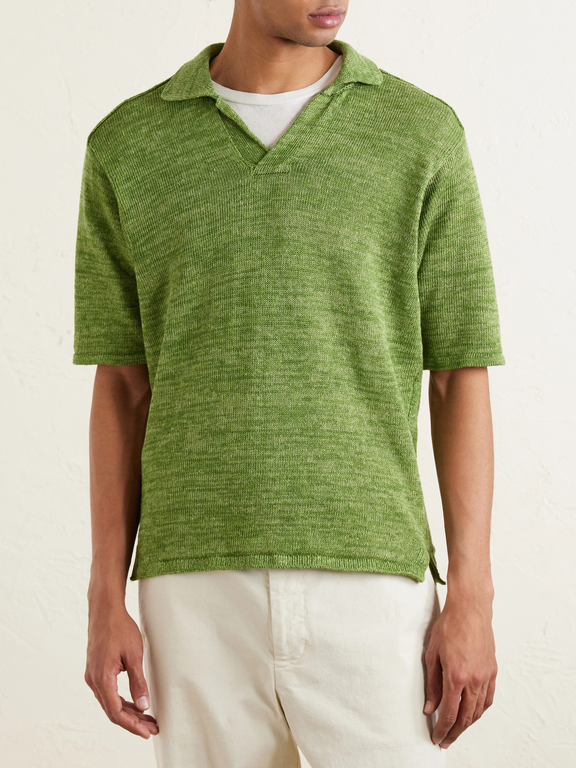  Inis Meáin - Linen Polo Shirt - Men - Green - S 
