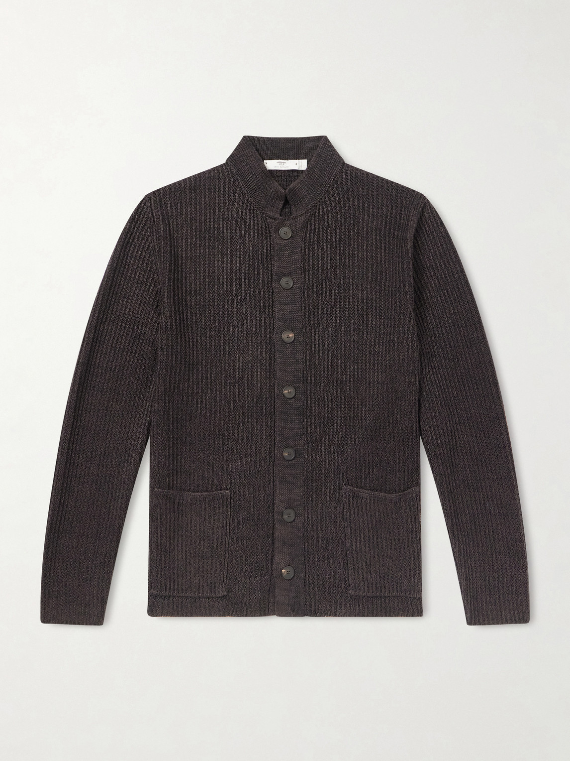 Inis Meain Ribbed Linen Cardigan In Brown