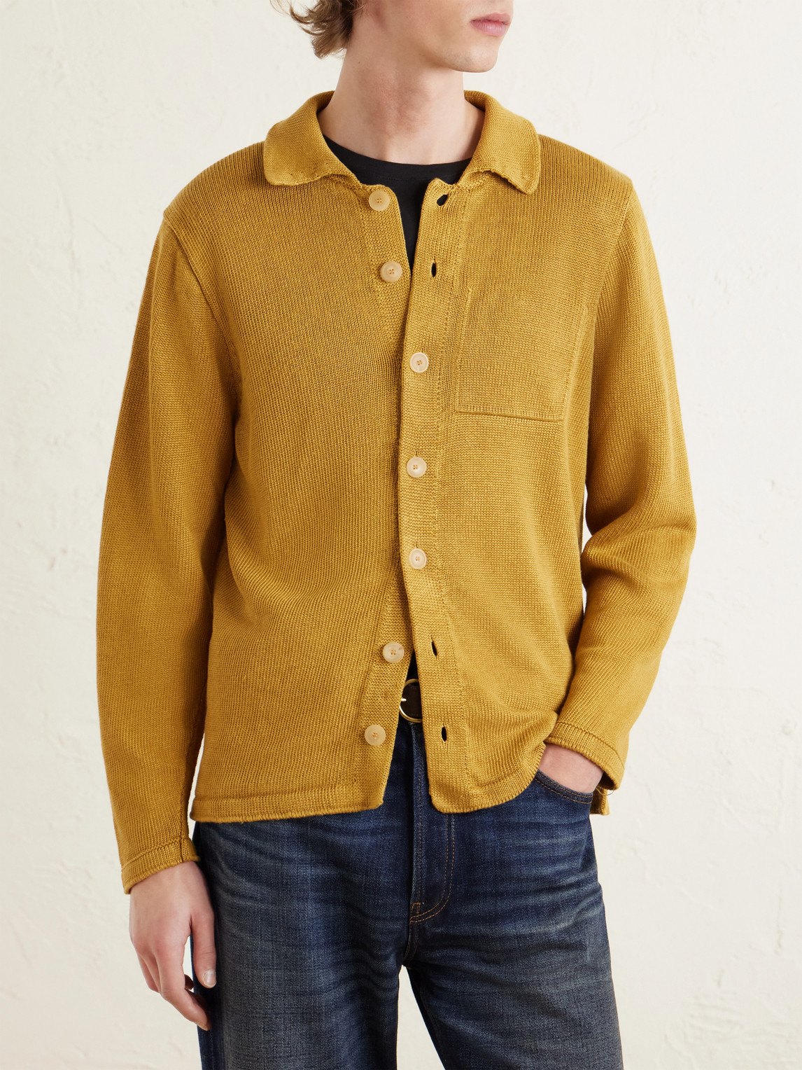  Inis Meáin - Linen Cardigan - Men - Yellow - S 