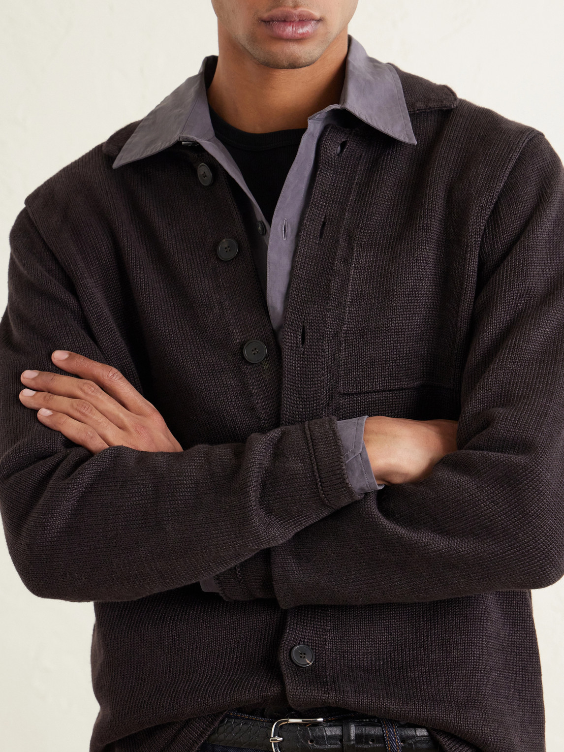  Inis Meáin - Linen Cardigan - Men - Brown - S 